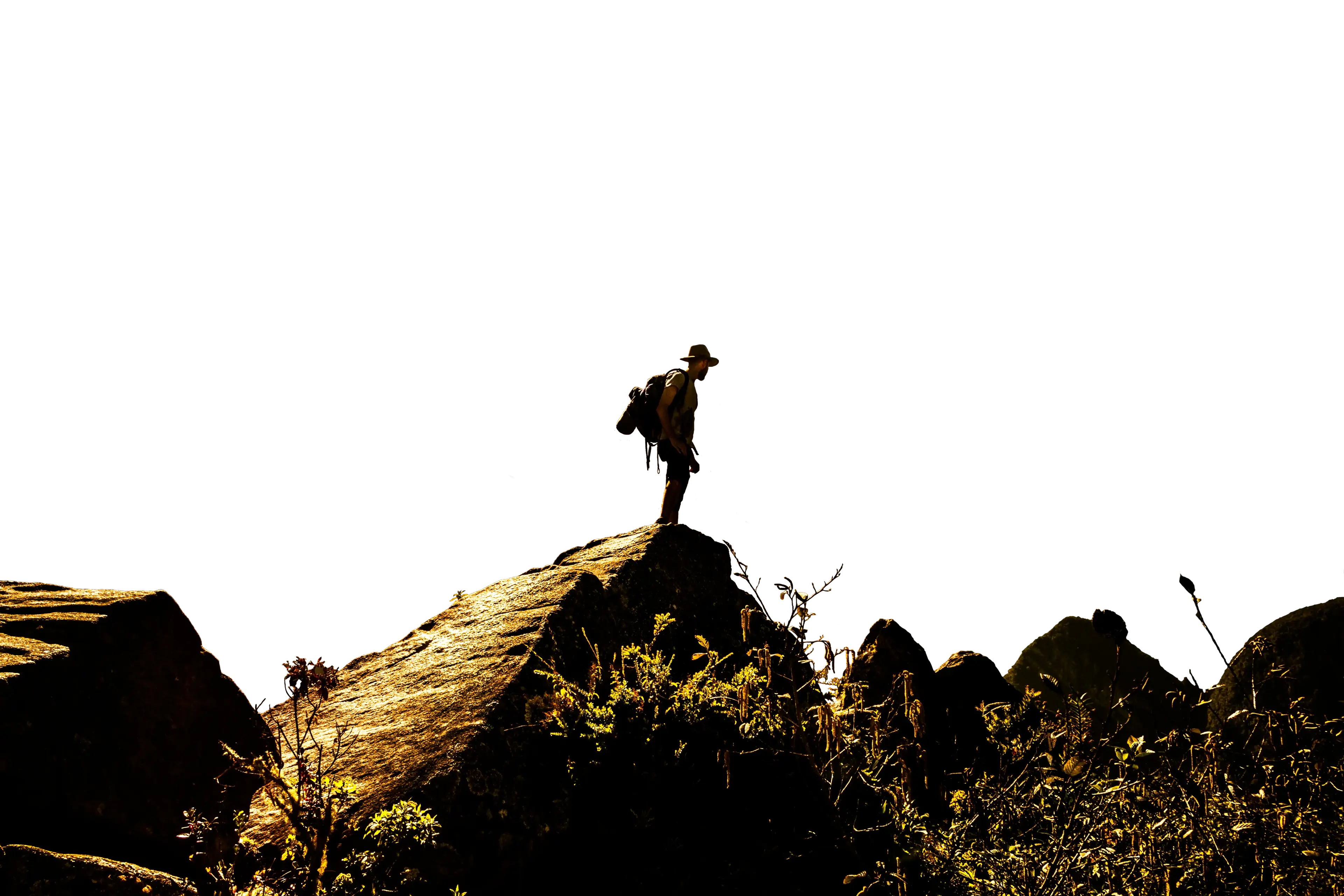 Standing on top of a mountain